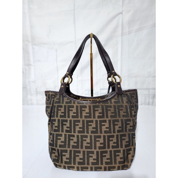 FENDI Zucca Small Chef Shopping Tote Bag Tobacco Moro Brown - Picture 6 of 15